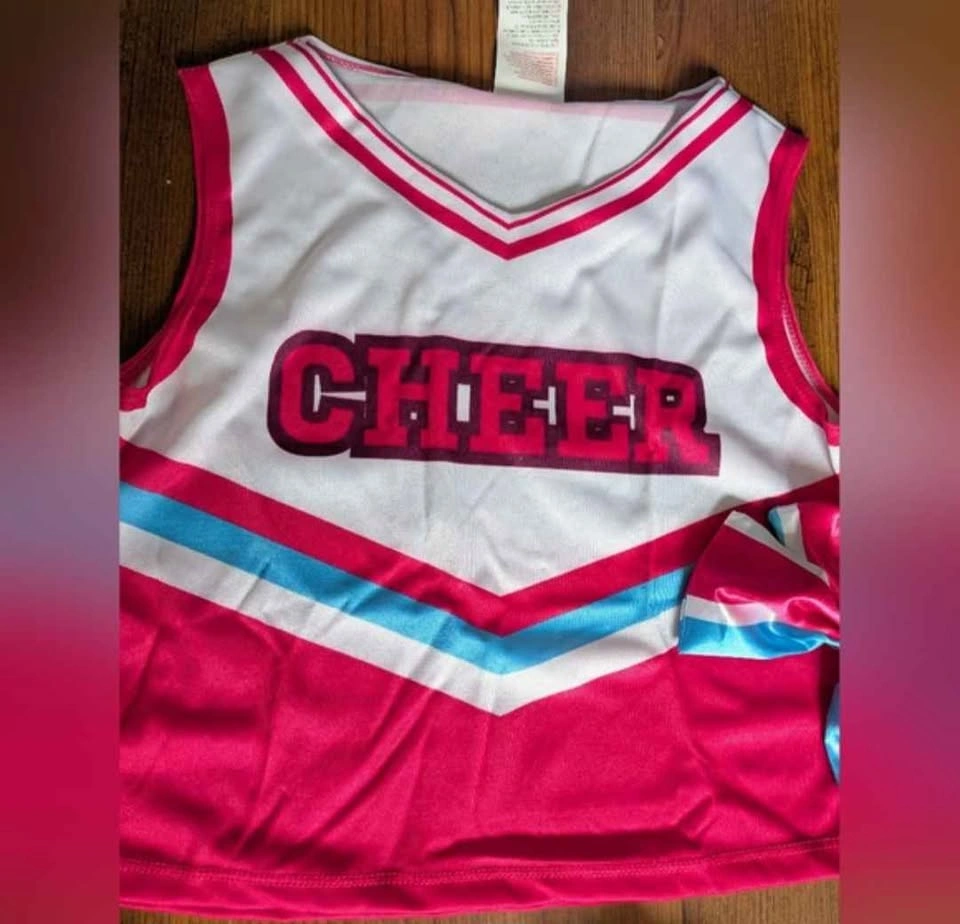New Girls Pink Cheerleader Costume with matching hairclip - photo 4