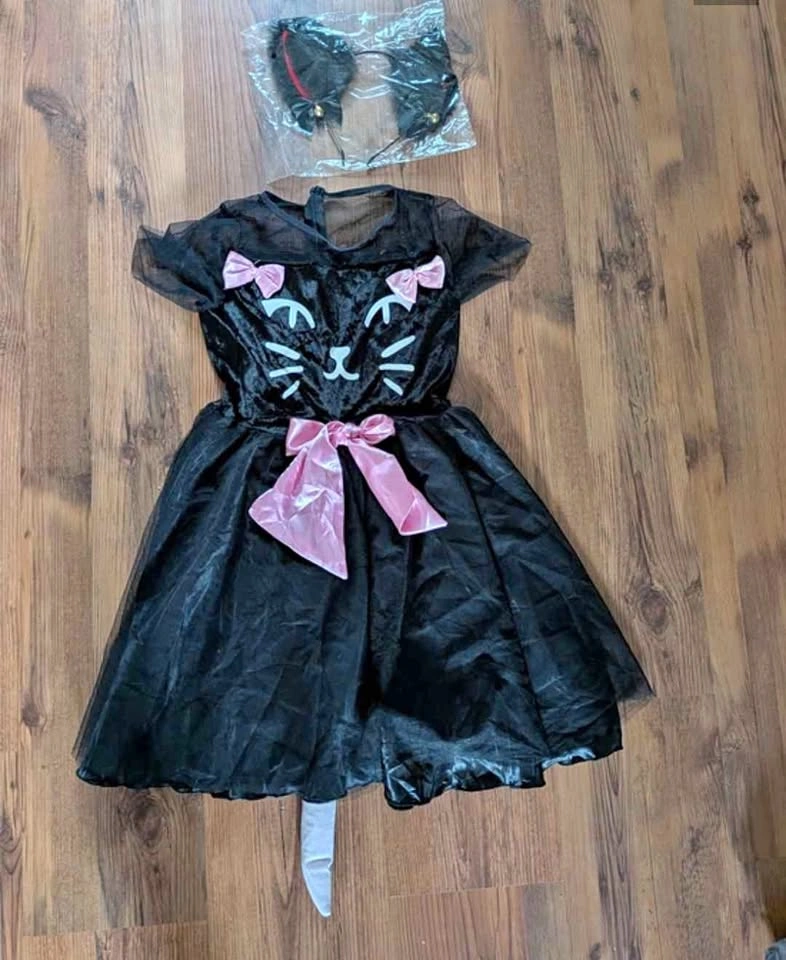 New Girls Black Cat Costume with matching cat ears hairband