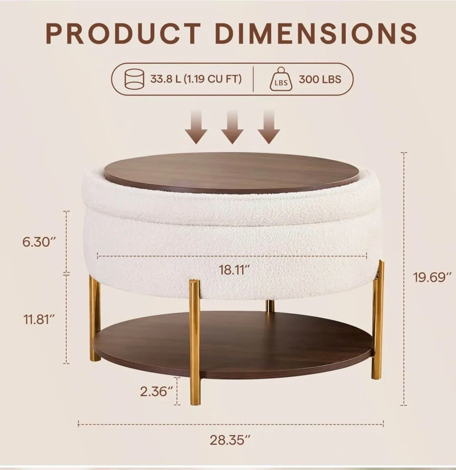 Teddy Beige Ottoman Coffee Table - photo 4