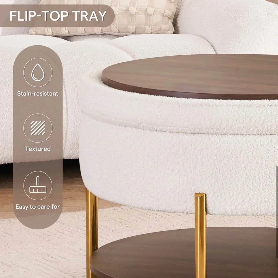 Teddy Beige Ottoman Coffee Table - photo 5