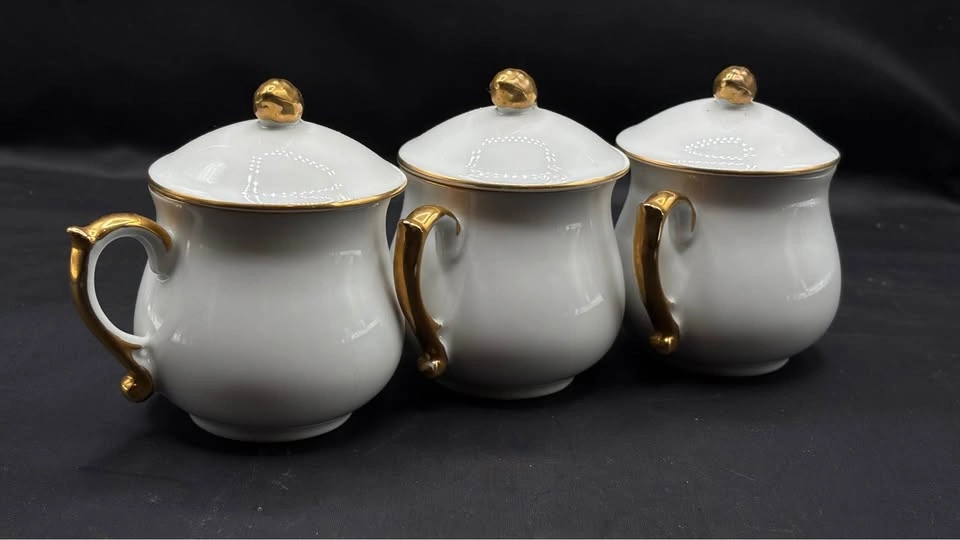 Vintage Shafford Golden Heirloom Porcelain Pot de Crème Cups - photo 2