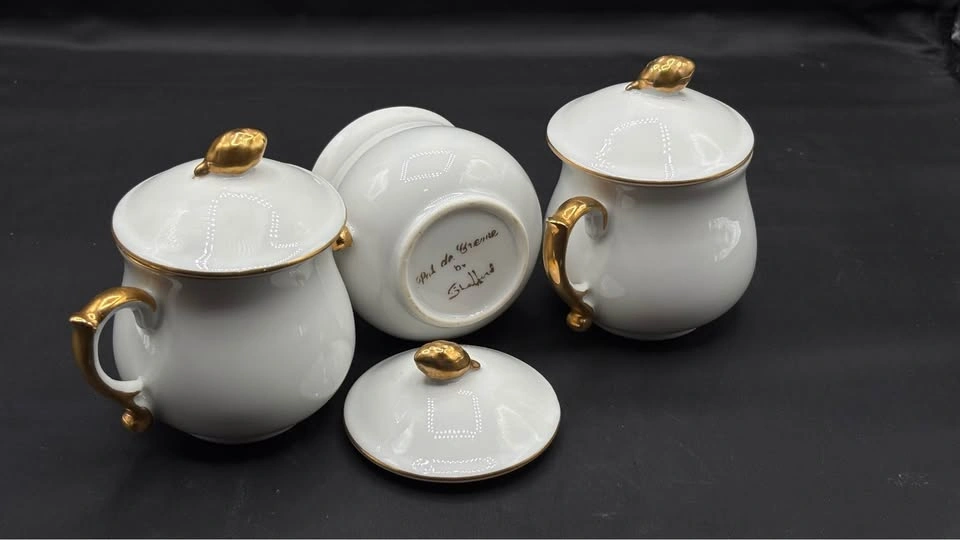 Vintage Shafford Golden Heirloom Porcelain Pot de Crème Cups - photo 4