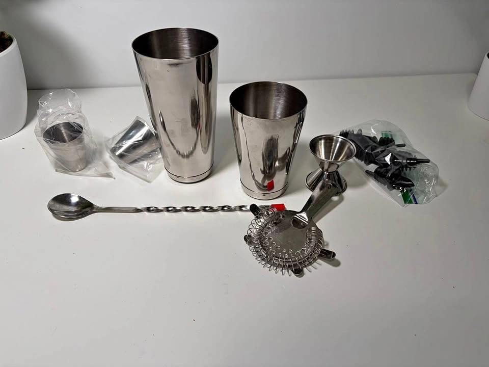 Stainless Steel Boston Cocktail Shaker Set with Bar Tools