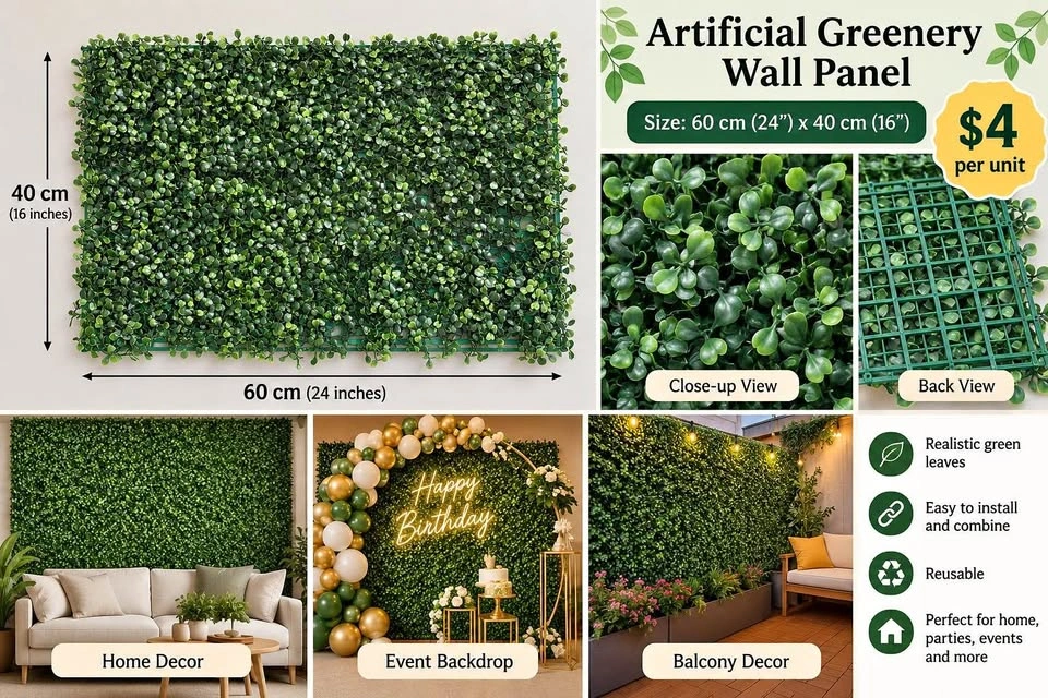 Artificial Greenery Wall Panels | Boxwood Hedge Backdrop | $4 Ea