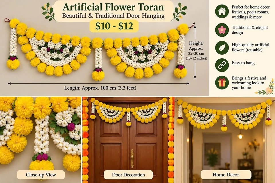 Beautiful Artificial Marigold & Jasmine Flower Toran