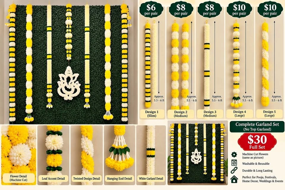 Artificial Flower Garlands – Pooja & Festival Decorations