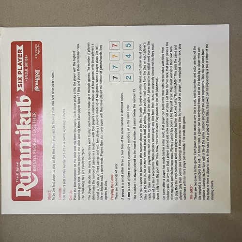 Rummikub Six Player Special Edition Board Game - Complete & Good - photo 4