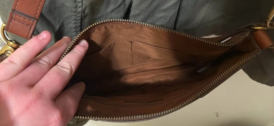 Fossil Skylar Genuine Brown Leather Crossbody Bag - photo 3