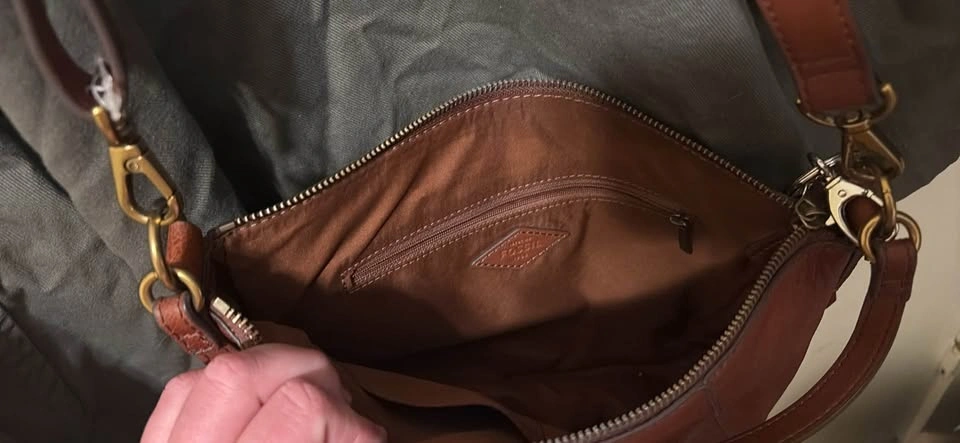 Fossil Skylar Genuine Brown Leather Crossbody Bag - photo 4