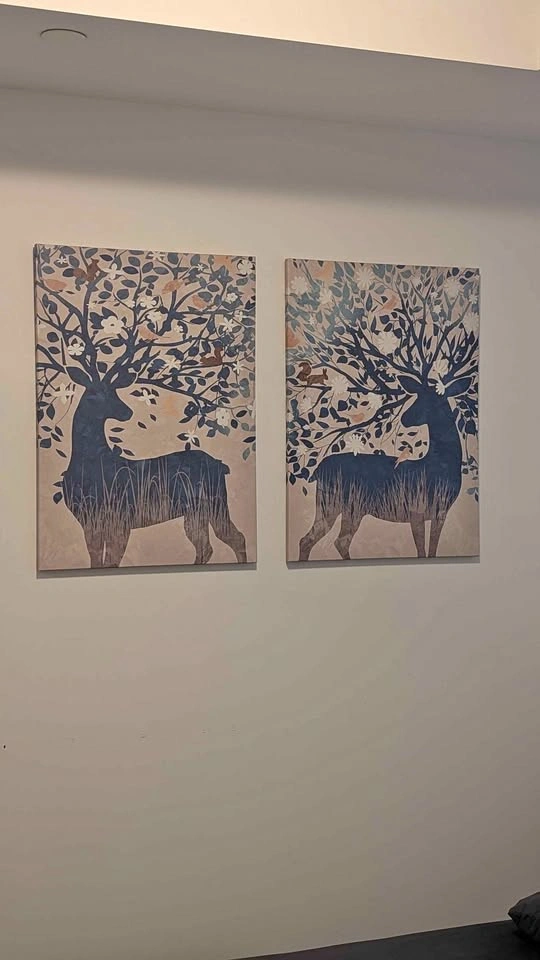 Set of 2 Deer Canvas Wall Art