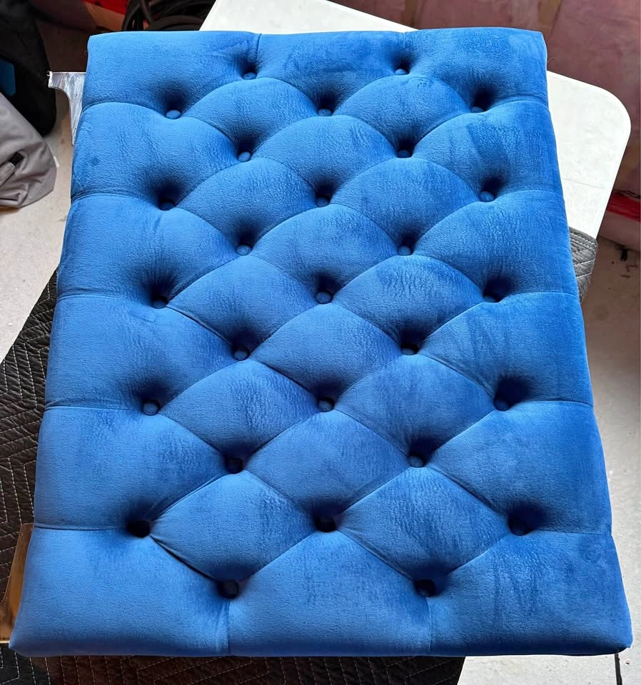 Moving Sale! Blue Velvet Sofa + 2 Ottomans + FREE IKEA Chair