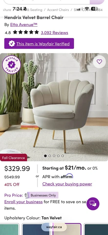 Modern Velvet Chair sofa - photo 2