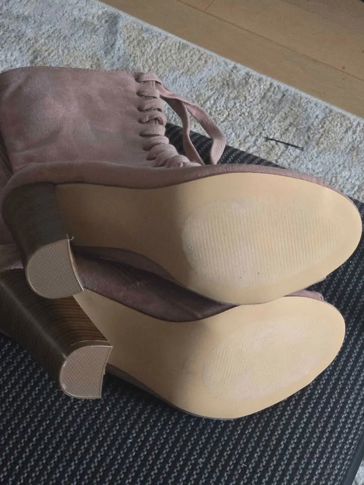 Mauve Lace-Up Open Toe Ankle Boots - photo 4