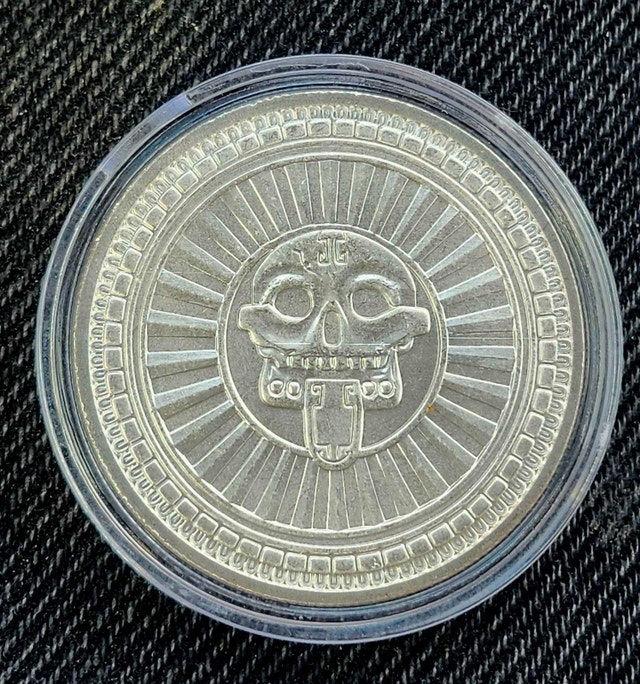 Silver 'Disk of Death' Aztec 1oz Coin / Round - photo 2