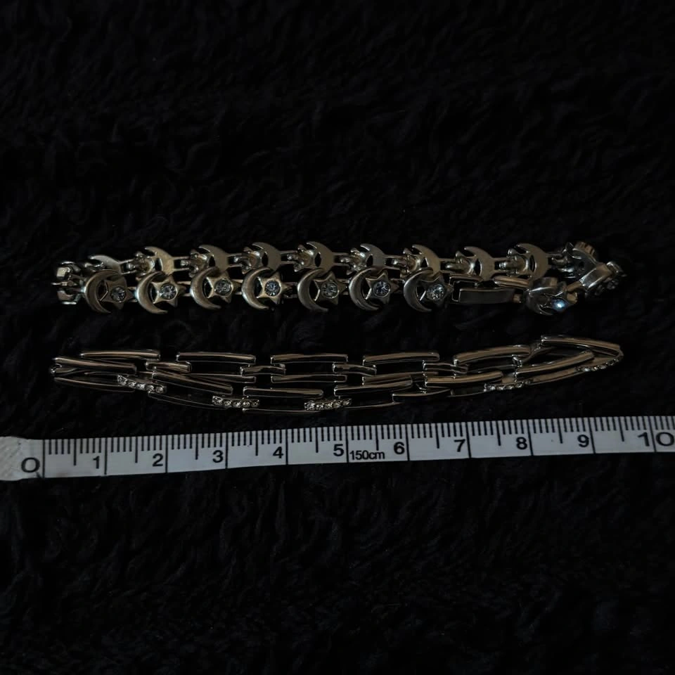 Celestial & Geometric Silver Bracelet Set (Moon & Star + Bar Lin - photo 3