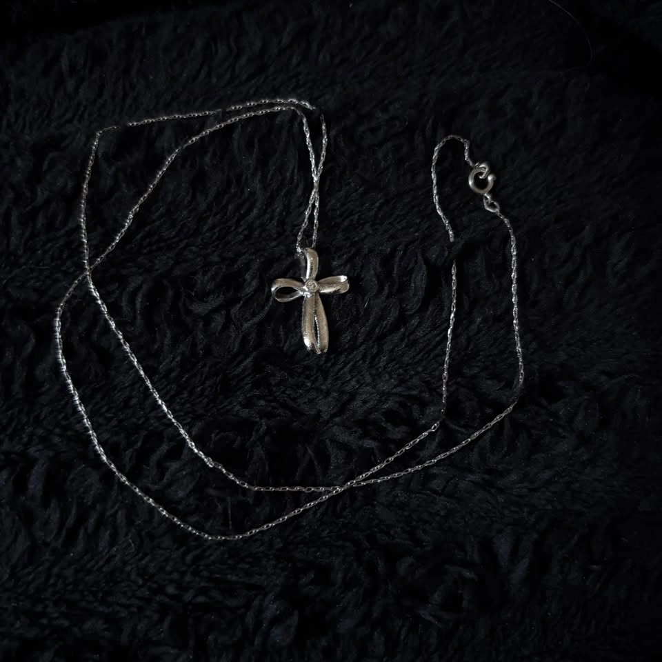 Sterling Silver Ribbon Cross Necklace - photo 2