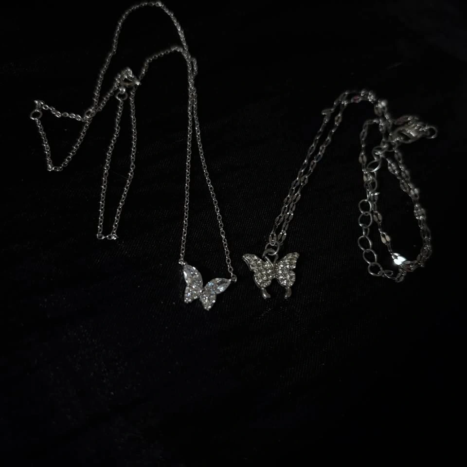 Silver Butterfly Necklace Duo - photo 2