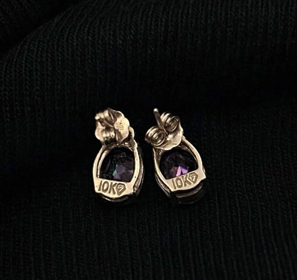 10k Gold Mystic Topaz Teardrop Stud Earrings
