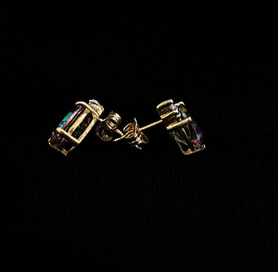 10k Gold Mystic Topaz Teardrop Stud Earrings - photo 3