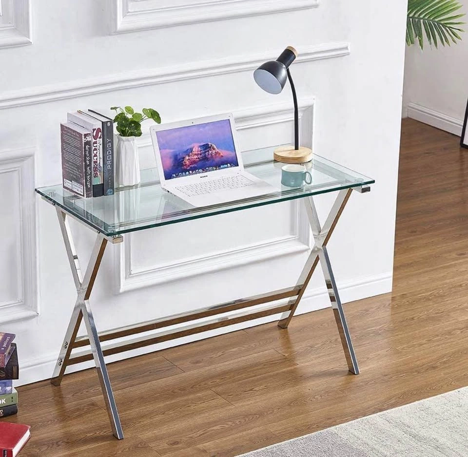 Glass Top X-Frame Desk - photo 3