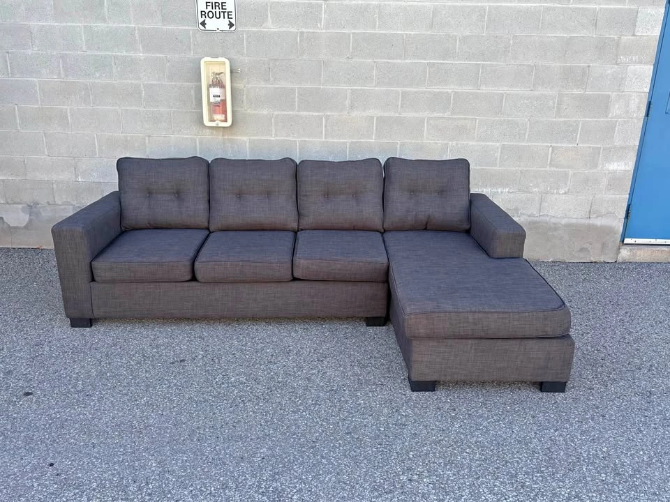 Large Grey Sectional Sofa with Chaise - Delivery Available