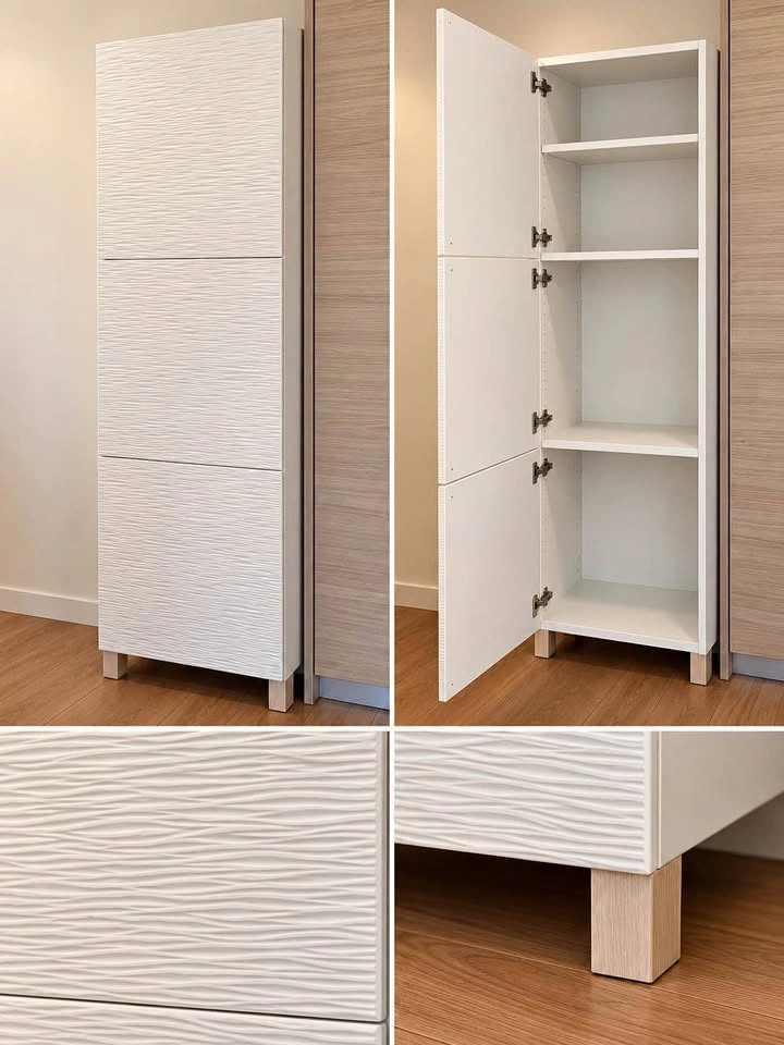 IKEA BESTÅ Tall Storage Cabinet – Textured Doors & Oak-Effect Le