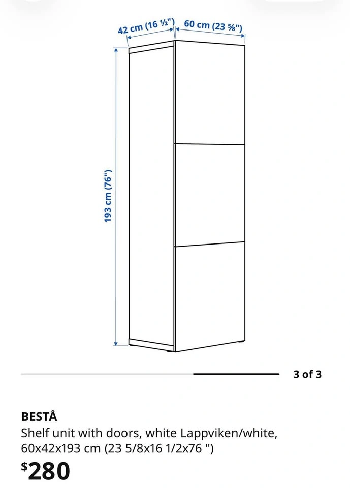 IKEA BESTÅ Tall Storage Cabinet – Textured Doors & Oak-Effect Le - photo 2