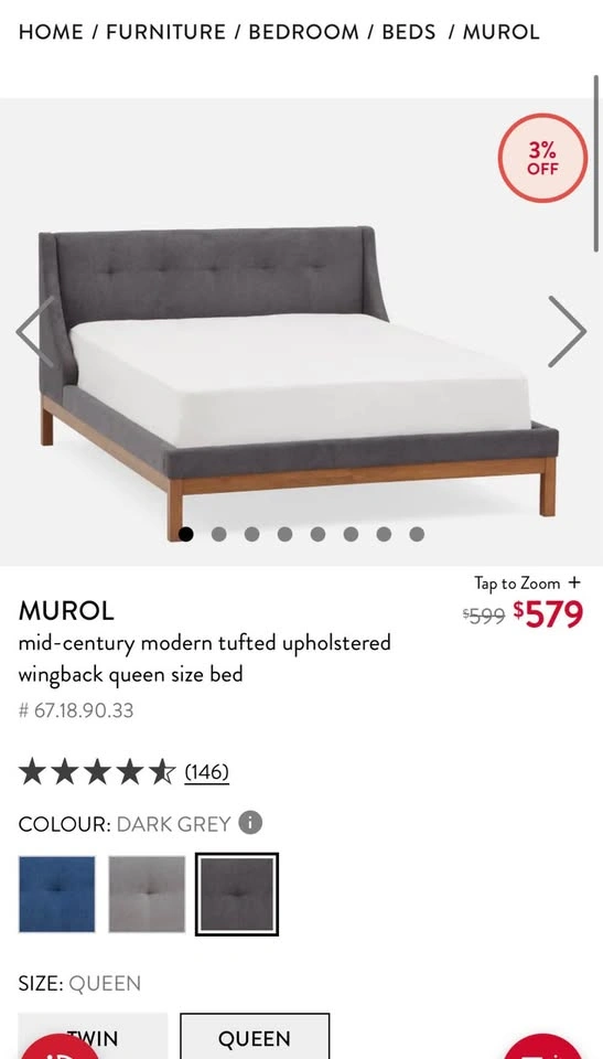 Queen Bed Frame + Mattress - photo 2