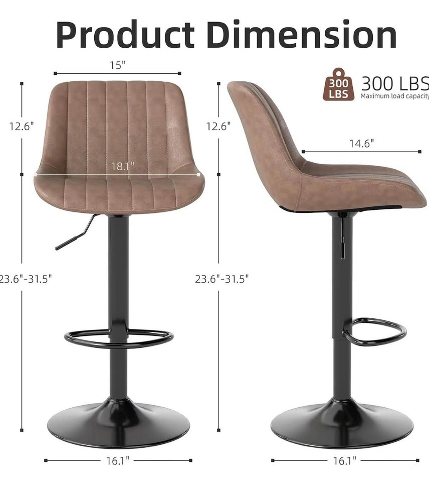 Set of 2 Brown Bar Stools - photo 4