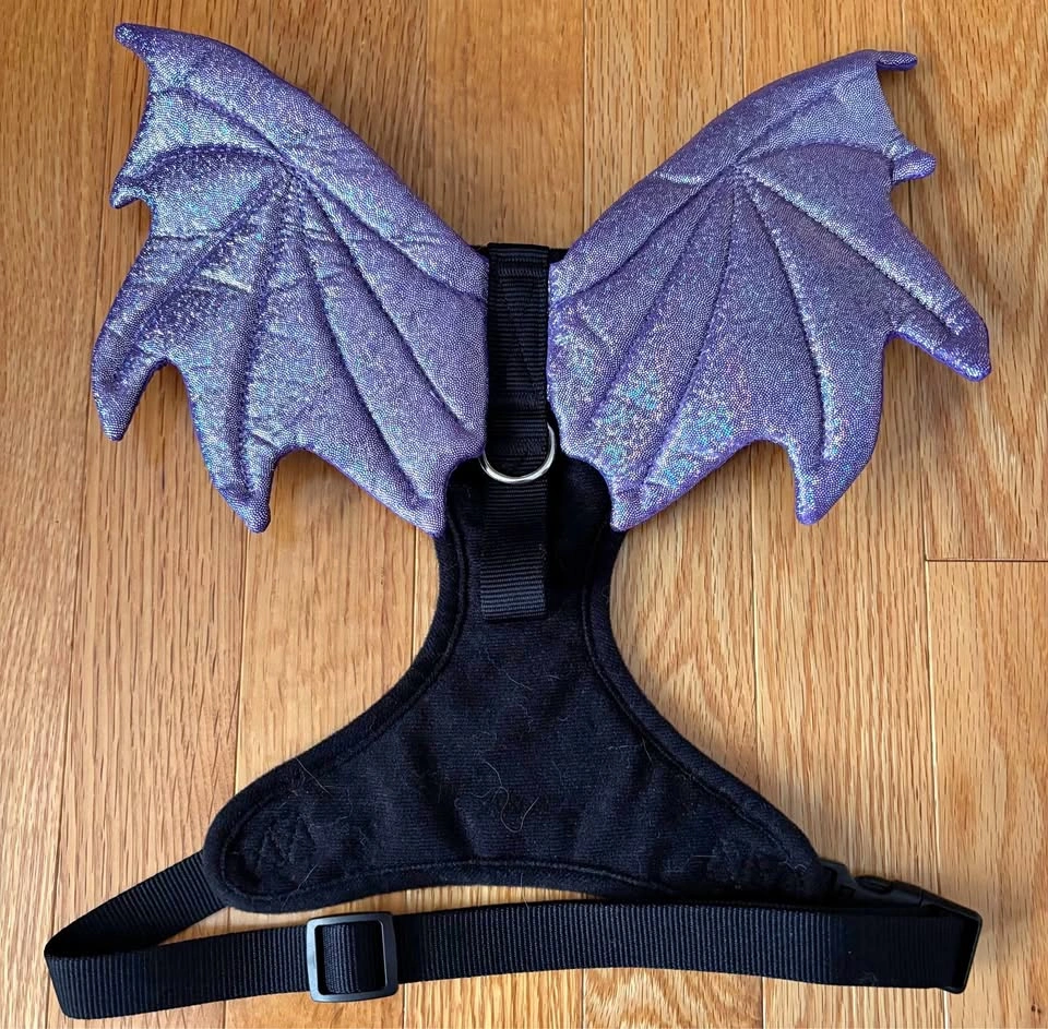 Dog Halloween Costume – Purple Bat Wings Harness – L/XL