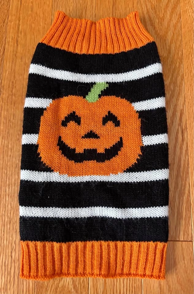 Dog Halloween Sweater – Pumpkin – Size Small