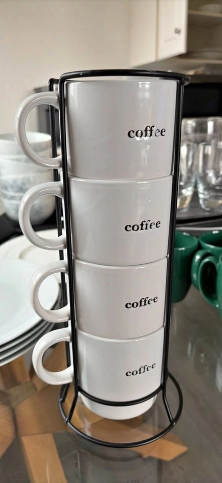 Coffee Mugs with Metal Stand