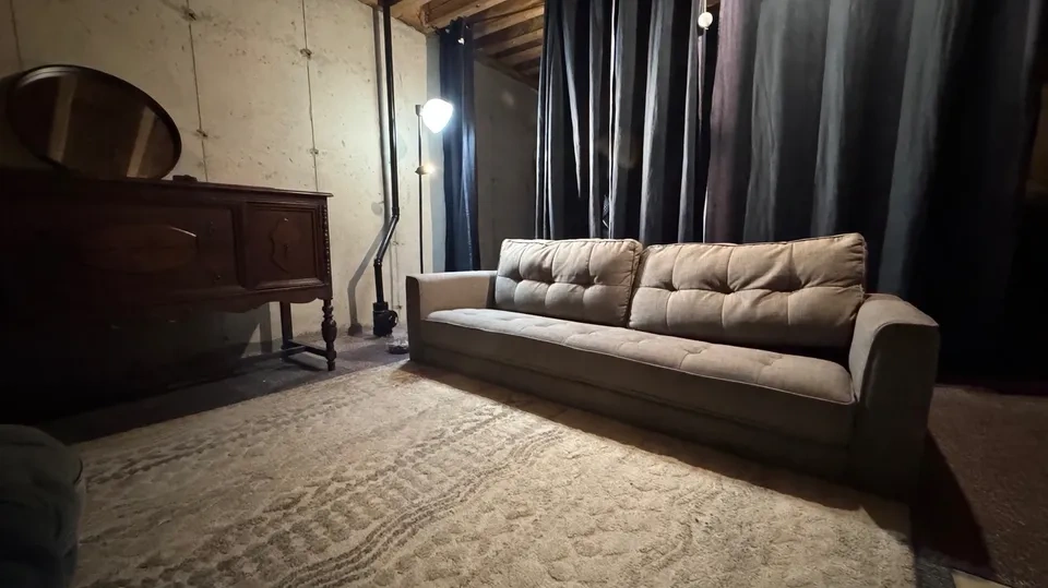 Neutral 3-Seater Sofa - Tufted Seat, Low Profile - photo 2