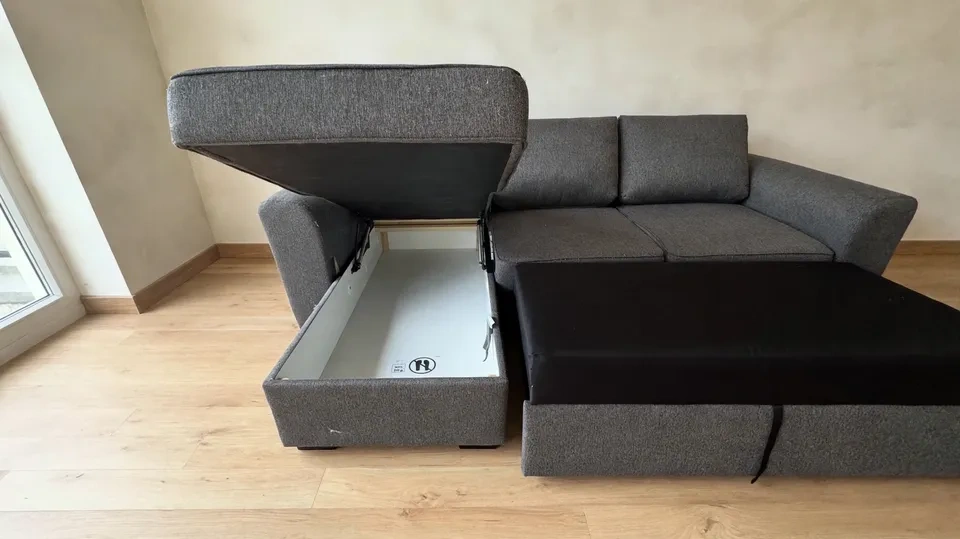 Grey Sectional Sofa Bed with Storage Chaise - photo 3