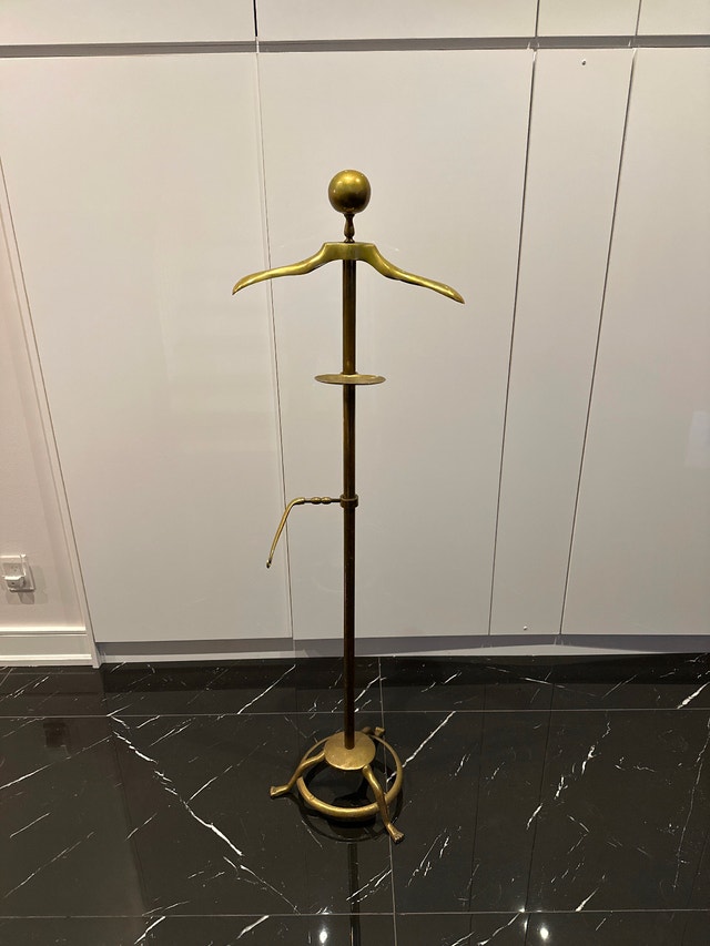 Vintage solid brass clothing valet stand