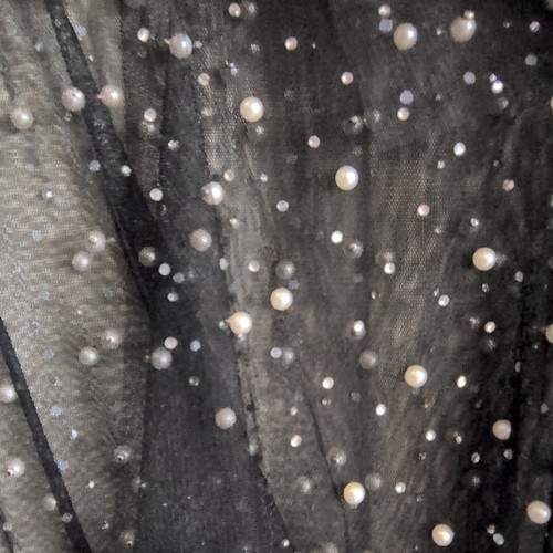 Women’s Black Sheer Mesh Long Sleeve Pearl Shift Dress - photo 2