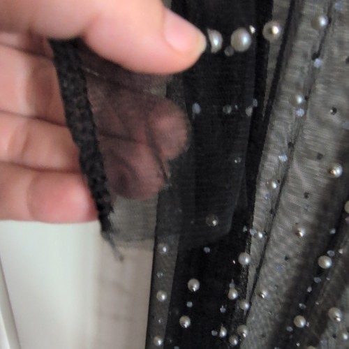 Women’s Black Sheer Mesh Long Sleeve Pearl Shift Dress - photo 5