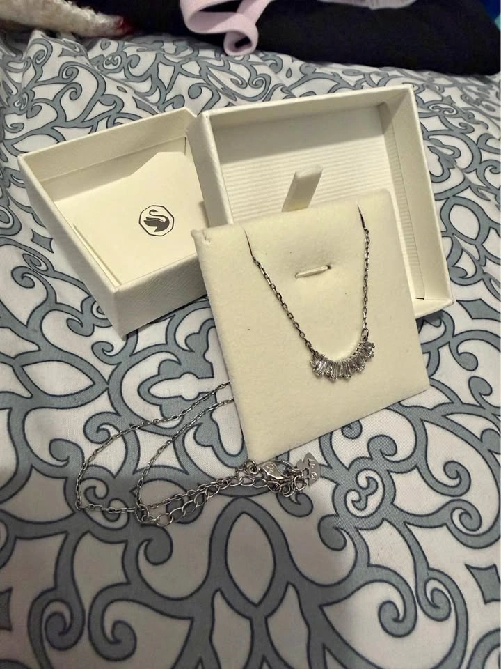 Swarovski Silver-Tone Crystal Necklace with Original Box