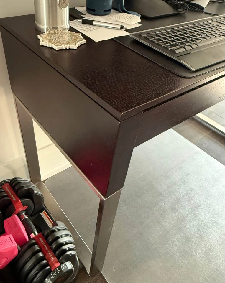 Oak wood desk with storage drawers - photo 3