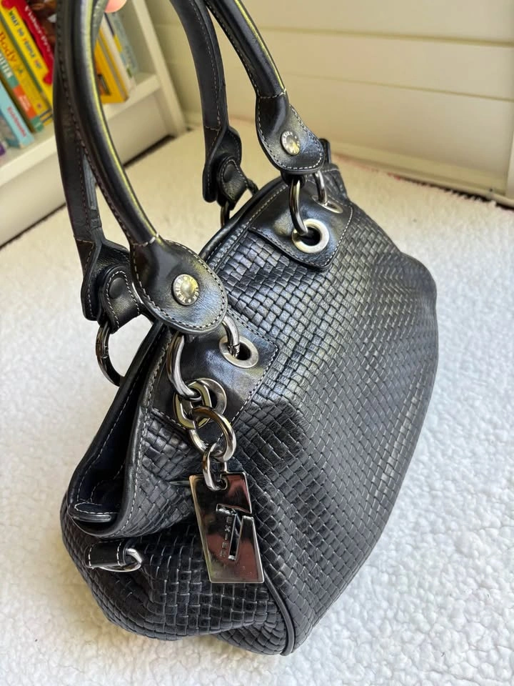 Texier Designer Brand Black Woven Genuine Leather Handbag - photo 2