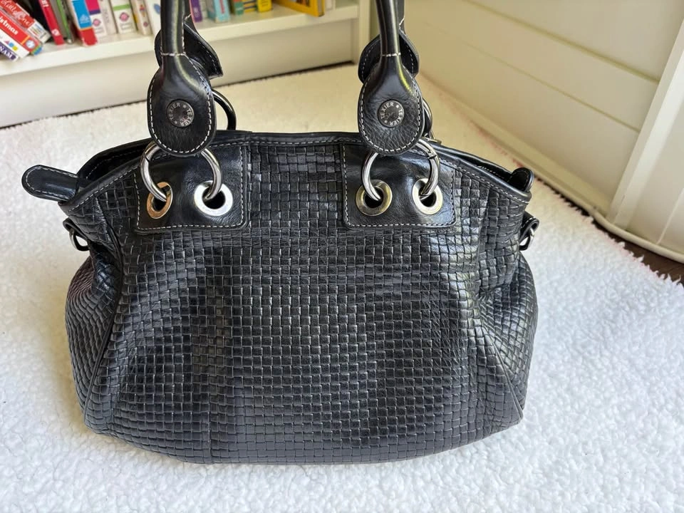 Texier Designer Brand Black Woven Genuine Leather Handbag - photo 3