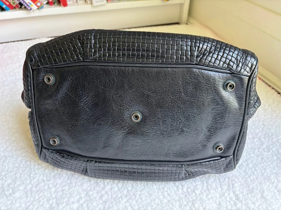 Texier Designer Brand Black Woven Genuine Leather Handbag - photo 4