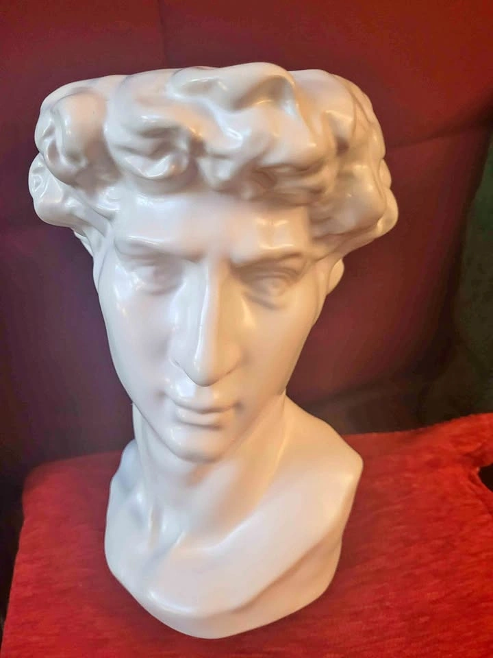 Alexander the Great Head White Ceramic Vase