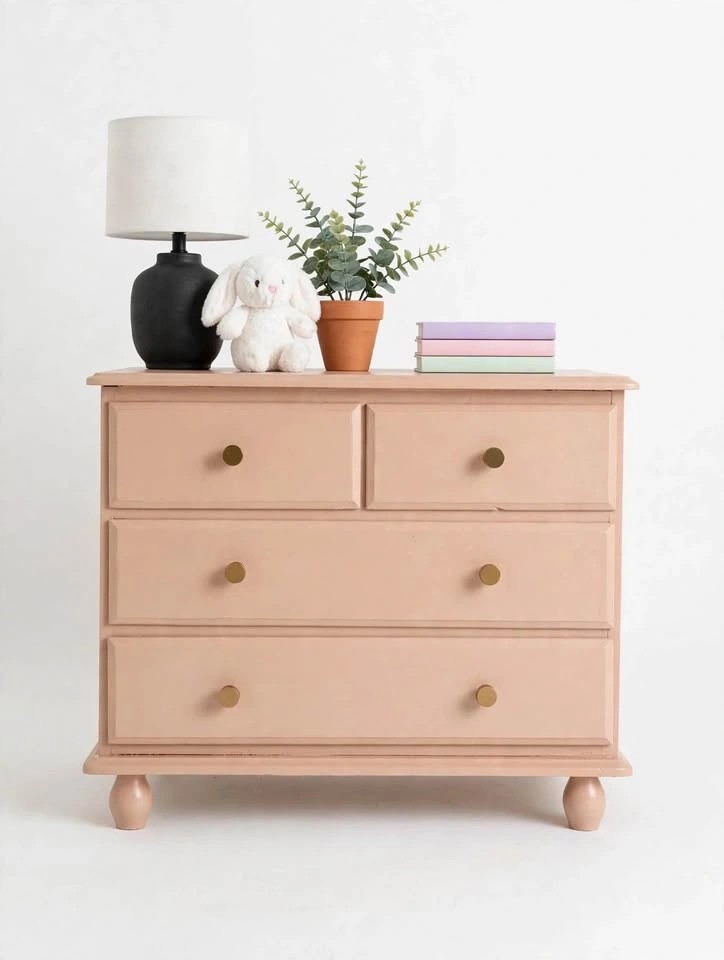 Refinished Blush Pink Dresser with Gold Knobs - Boho / Nursery D - photo 4