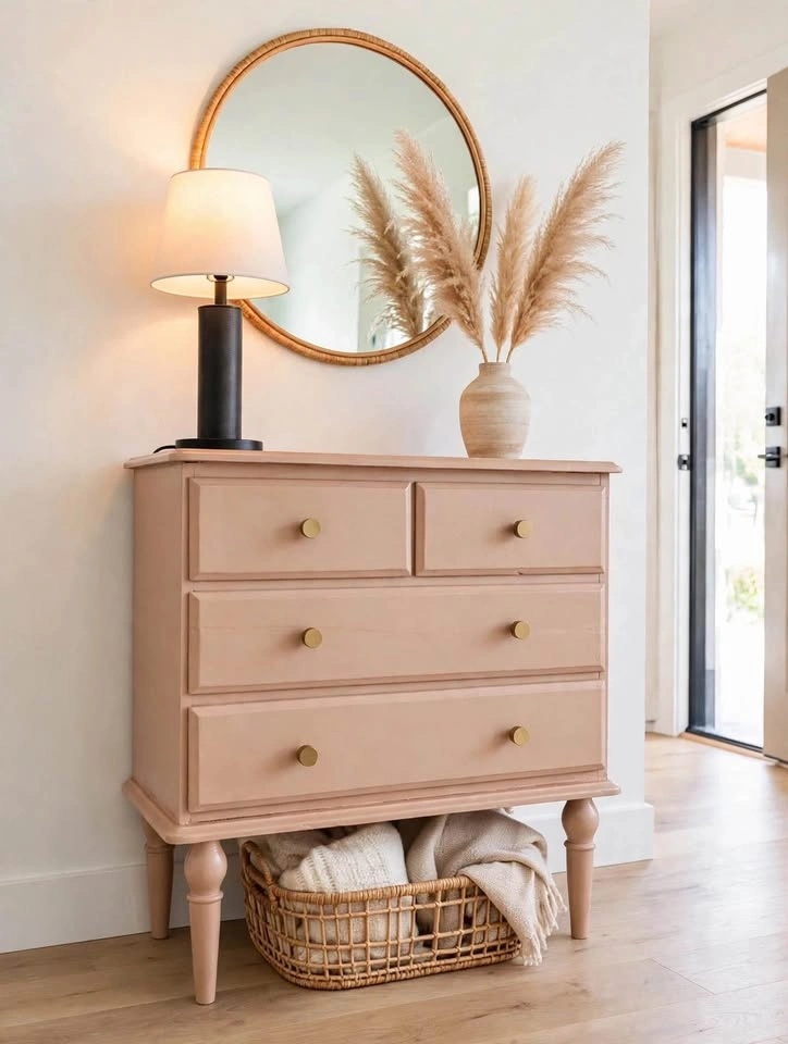 Refinished Blush Pink Dresser with Gold Knobs - Boho / Nursery D - photo 5