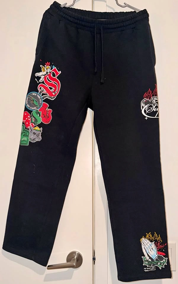 Supply and Demand Graphic Sweatpants, Small, Black, Streetwear