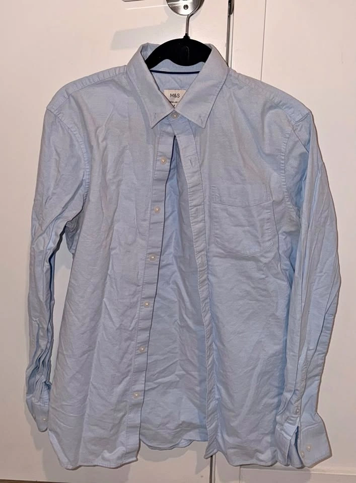 Marks & Spencer Oxford Button-Down Shirt, Small, Light Blue