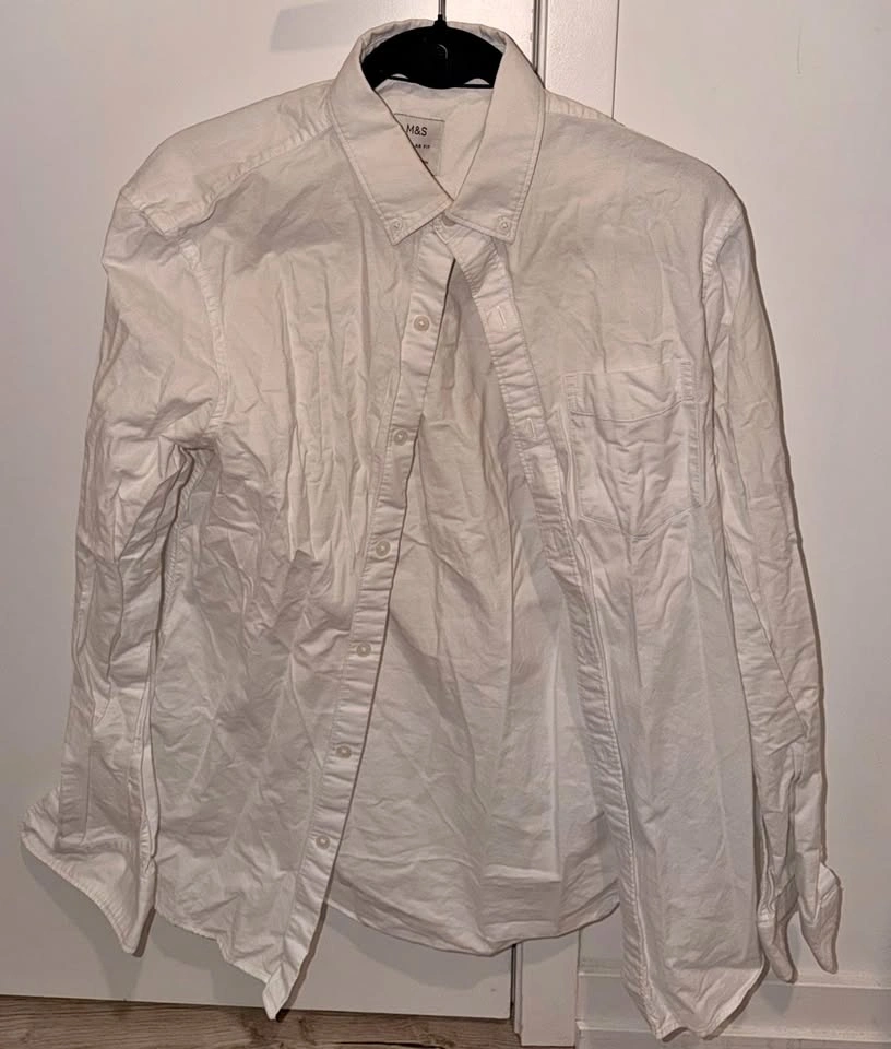 Marks & Spencer Oxford Button-Down Shirt, Small, White
