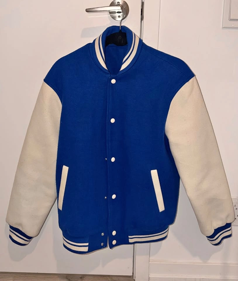 Zara Varsity Jacket, Small, Royal Blue and Cream