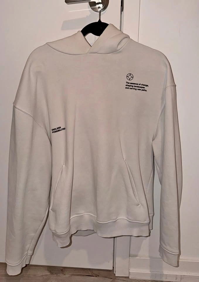Zara Oversized Graphic Hoodie, Small, Off-White